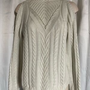 Lucy Paris peekaboo shoulder cable knit